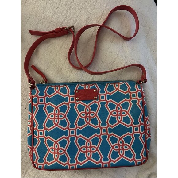 Kate Spade Red And Blue Patterned Crossbody Bag - Picture 1 of 5